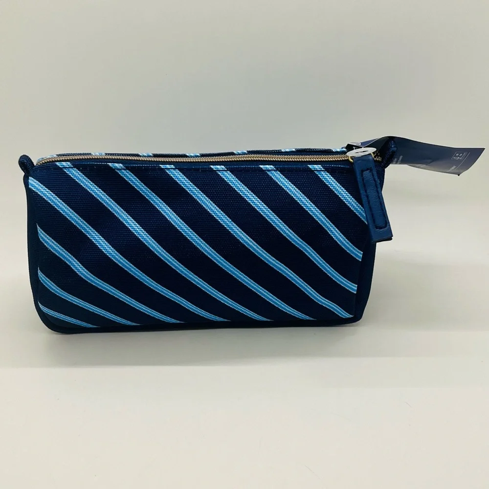 NWT Brooks Brothers Amenity Pouch Deluxe Grooming Kit Blue/White Striped